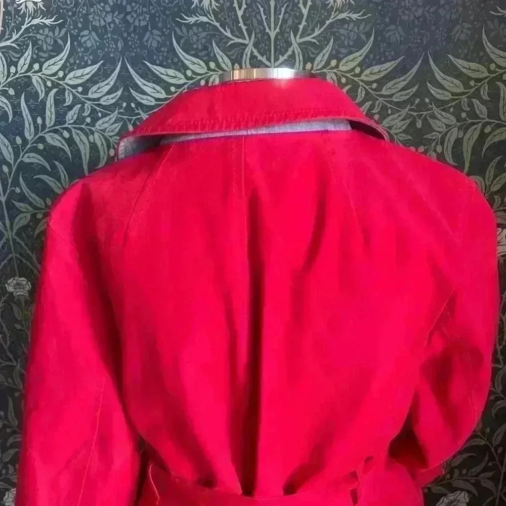 Talbots Red Water-Resistant Trenchcoat 12W - Picture 7 of 14